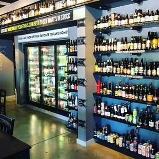 Select a single beer or make your own 6-pack from the beer wall. Drink any beer at the bar or take it to go.