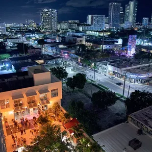 a view of a city at night