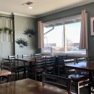 The cafe is airy and bright.