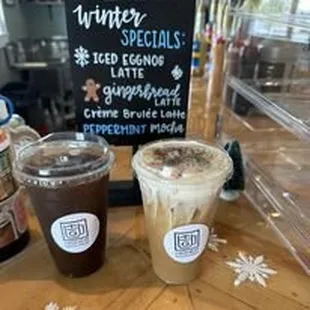 Cold brew black and Christmas Cold Brew with Cold Foam