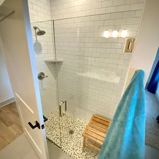 Artisan tile featured in bathroom.