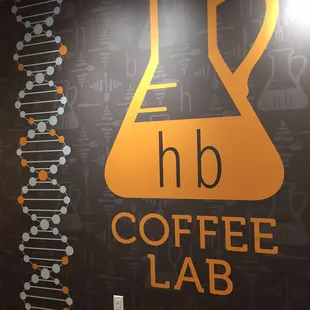 a coffee lab sign