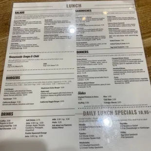 Lunch/Dinner menu