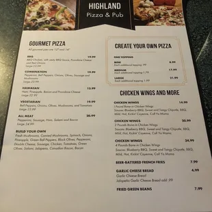 New menu