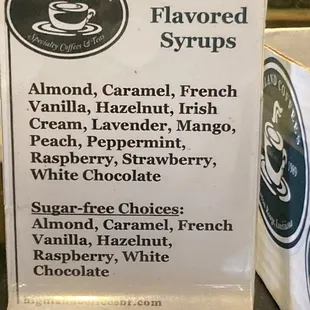 Many syrup flavors
