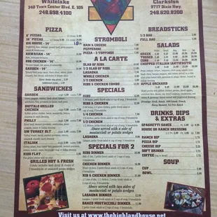 The Highland House Cafe and Carry Out menu - 8-2014