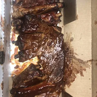 Full slab of ribs. This is what it looked like when I opens the box. They tasted worse.