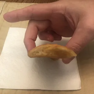 Bread so thin. Stale. Greasy.