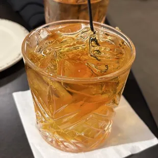 Old-fashioned made with Woodford reserve bourbon