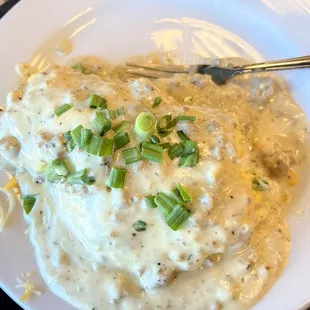 Biscuits and gravy omelette...yum