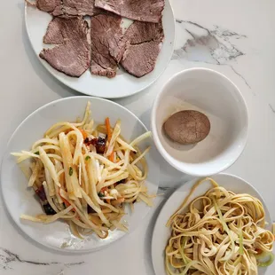 lunch combo sides. shredded potato salad (must get) and shredded tofu skins