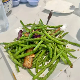 Aubergines Fried Green Beans