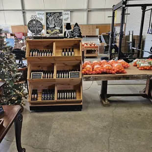 The large array of oils and vinegars.