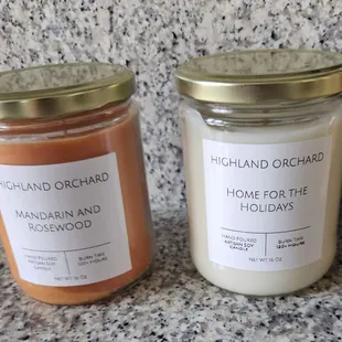 Scented candles. Fairly priced, too, at $20. each.