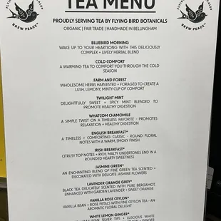 Great selection of teas