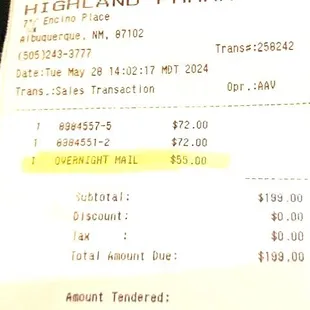 This order was for me to Pick Up, not shipped.