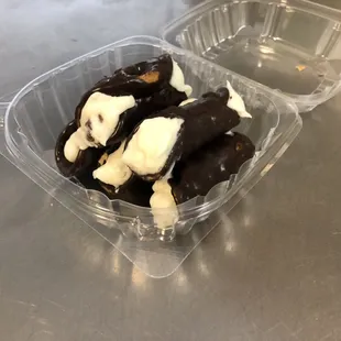 Chocolate dipped cannolis