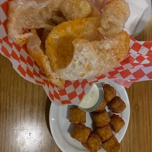 Pork rinds and tater tots