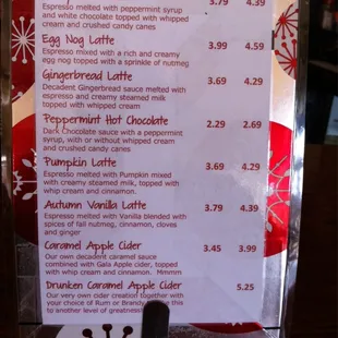 Winter Specialty Drinks.