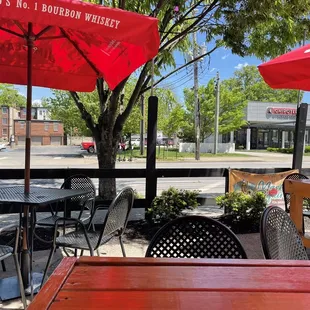 tables and umbrellas