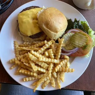 Cheeseburger and fries - delicious!