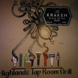 A mural on one wall.