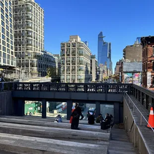 a view of the city from the top of a bridge