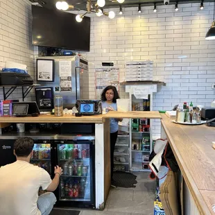 Ordering counter and drinks fridge