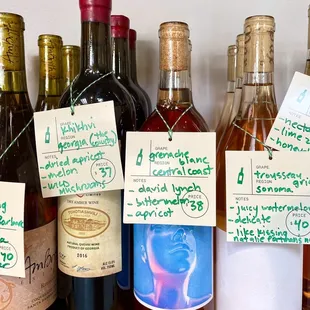 Unique descriptors for the wines