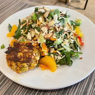 Asian chop salad with a crab cake