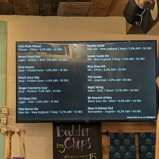 Beer menu