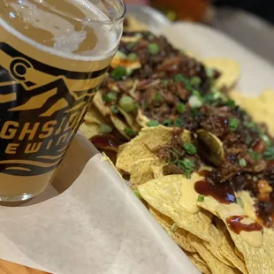Brisket nachos with a rookie guide IPA