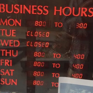 Posted hours July 2021