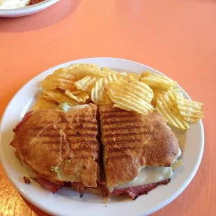 Pastrami panini. A little dry but I added some Dijon mustard and it was delicious. :)