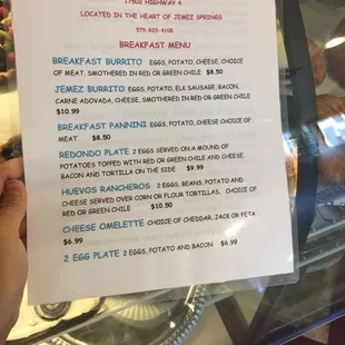 Breakfast menu