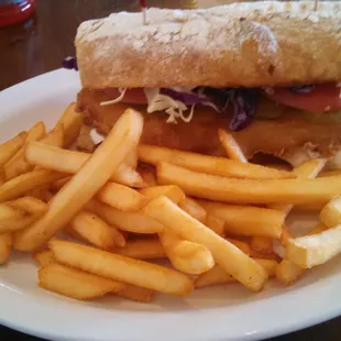 Cod Po Boy with fries!! Yum