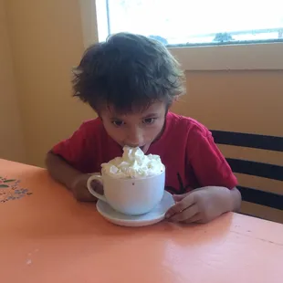 If you have children, they will make a Leaning Tower of Pisa out of whipped cream.....upon request of course (tip accordingly ;)