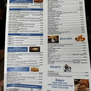 Wide variety of American cafe food