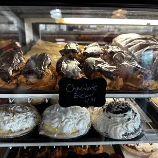 Eclairs and individual pies