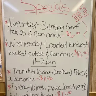 Daily lunch specials...