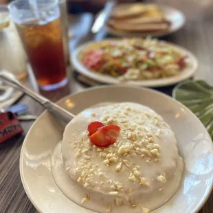Short Stack with Haupia Sauce and Mac Nuts, and the Yakisoba noodles in the background.