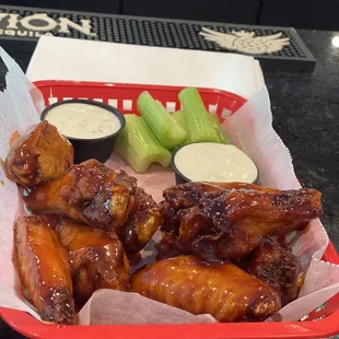 Wings. Sweet heat and citrus chipotle