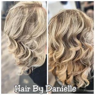 Highlights with root touch up, cut, and style