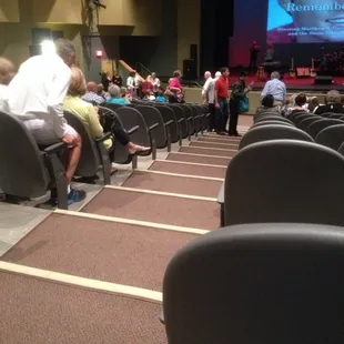 The stairs leading down toward the stage