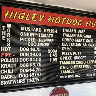 Updated Menu. July 5th 2021