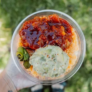 spicy ahi &amp; avocado cup sushi $9.30