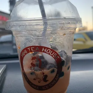 Half eaten Thai tea ice cream