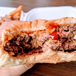 Juicy double cheeseburger