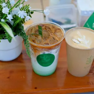 Iced Pandan Latte and the seasonal Wedang Latte (fire roasted ginger &amp; lemongrass)