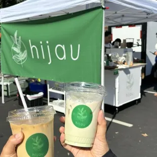 Iced pandan latte &amp; pandan steamer